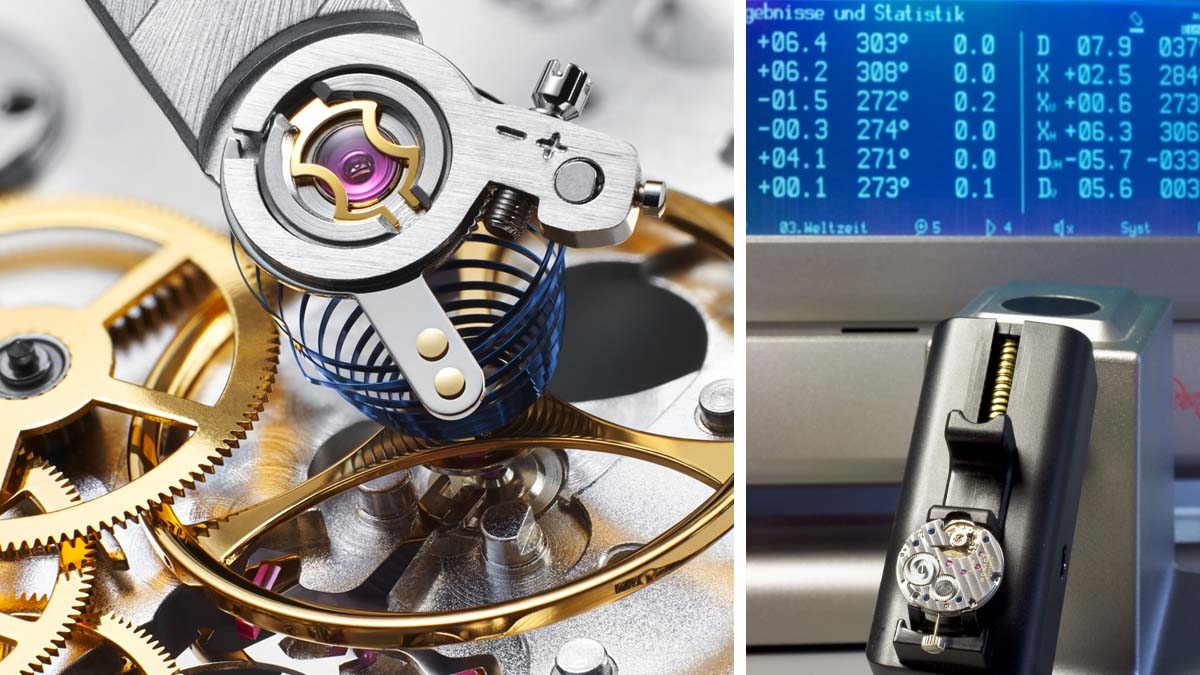 NOMOS -- Gewichtsprobleme sind hier eine Frage der Zeit. Denn die Zeitwaage misst nicht das Gewicht einer Uhr, sie prüft ihren genauen Gang. Abweichungen vom Ideal werden von Hand nachreguliert.